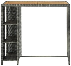 Tavolo da bar con ripiani grigio 120x60x110 cm in polyrattan