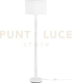 Piantana sultan bianca in metallo e paralume in velluto 1 luce atta...