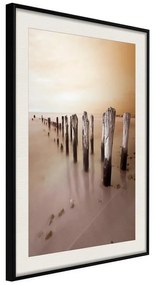 Poster  Breakwater in Sepia  Cornice Quadri Cornice nera con pass-partout, Larghezza x Altezza Home decor 20x30