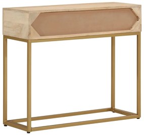 Tavolo Consolle 90x30x76 cm in Legno Massello di Mango e Ferro