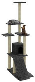 Albero per gatti con tiragraffi in sisal grigio scuro 155 cm