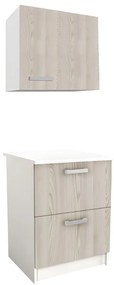 Cassettiera da cucina 1 base e 1 pensile Quercia e Bianco - TRATTORIA