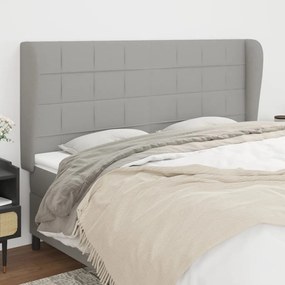 Testiera Ad Orecchio Grigio Chiaro 163x23x118/128 Cm İn Tessuto /