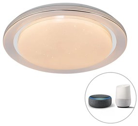 Plafoniera intelligente bianca 48 cm con LED e dimmer RGB - Jochem