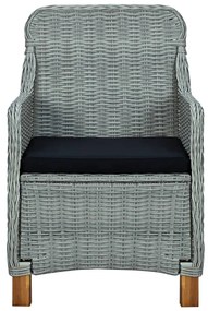 Set pranzo da giardino 9pz con cuscini polyrattan grigio chiaro