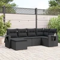 Set Divano da Giardino 6 pz con Cuscini Nero in Polyrattan 3220454