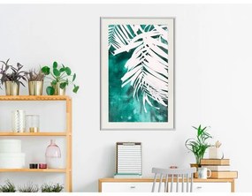 Poster White Palm on Teal Background