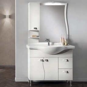 Mobile bagno 85 cm - Bianco Nordico - 2 ante e cassetti - Onda