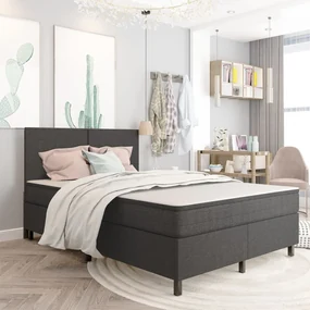 Letto A Molle Grigio İn Tessuto 140x200 Cm /