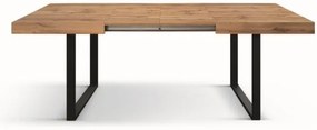 Tavolo CINQUALE in legno, finitura rovere rustico con gambe in metallo antracite, allungabile 160×90 cm – 240×90 cm