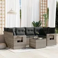 Set Divani da Giardino 7pz con Cuscini Grigio Chiaro Polyrattan 3219921