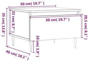 Tavolino da Salotto Grigio Cemento 50x46x35cm Legno Multistrato