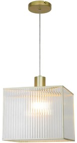 Lampadario Neoclassico Agrippina dorato paralume trasparente E27 Ø30cm INSPIRE