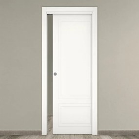 Porta interna scorrevole Nobel in legno laccato colore bianco, L 80 x H 210 cm, apertura reversibile