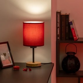 Brilagi - Lampada da tavolo NUBILA WOOD 1xE27/25W/230V quercia/Pompeiana rosso