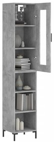 Credenza grigio cemento 34,5x34x180 cm in legno multistrato