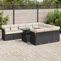 Set Divani da Giardino 11 pz con Cuscini in Polyrattan Nero 3326227