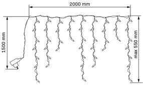 LED Tenda natalizia ESTELLA 47xLED/8 funzioni 3,5 m bianco caldo