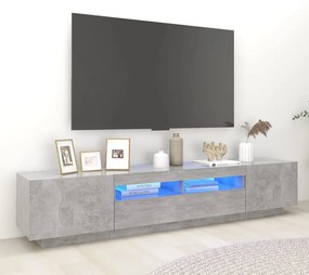 Mobile porta tv con luci led grigio cemento 200x35x40 cm