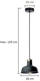 Lampadario a sospensione con filo HEBE 1xE27/60W/230V nero