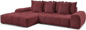 Divano angolare burgundy allungabile e con contenitore (penisola a sinistra/chaise lounge) con rivestimento in ciniglia Everest – Bobochic Paris