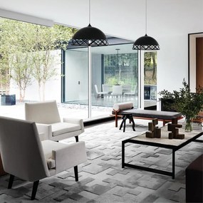 Lampadario Design Window nero paralume nero E27 Ø40cm LUMICOM