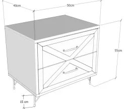 Comodino FELICITA 55x50 cm nero/marrone