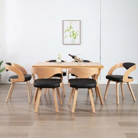 Sedie Da Pranzo 6 Pz Crema İn Legno Piegato E Similpelle /