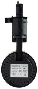 Faro LED 20W Trifase Nero 60° 120lm/W CRI92 no Flickering - BRIDGELUX LED Colore Bianco Naturale 4.000K