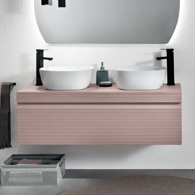 Cassetto porta lavabo in PVC 120 cm sospeso da bagno RIO Rosa Polvere