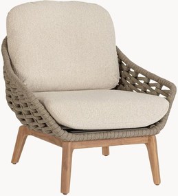 Poltrona da giardino in bouclé Tamires con gambe in legno di teak