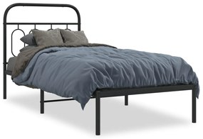 Giroletto Con Testiera İn Metallo Nero 90x190 Cm /