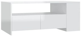 Tavolino da salotto bianco lucido 102x55x42 cm legno compensato