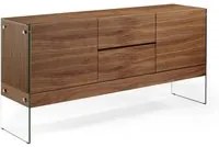 Credenza in legno di noce e vetro temperato