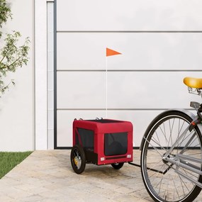 Rimorchio Da Bici Per Animali Rosso E Nero Oxford E Ferro /