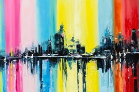 Carta da parati autoadesiva – Pittura a olio della città