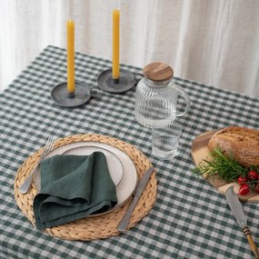 Tovaglia in lino 140x250 cm Forest Green Gingham – Linen Tales