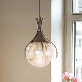 Lampada a sospensione in vetro Sinka Avonni, dimmerabile, Crema / Ambra, Soggiorno / Sala da pranzo, Vetro, Lampada a sospensione