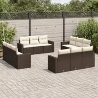 Set Divani da Giardino 12 pz con Cuscini Marrone in Polyrattan 3218763