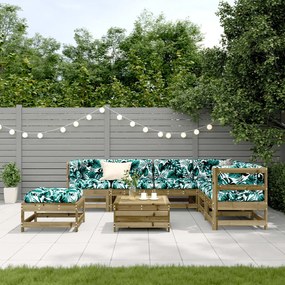 Set divani da giardino 8pz con cuscini legno impregnato di pino