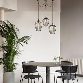 Lampada a sospensione nera per 3 lampadine Tel Chain - Opviq lights