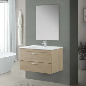 Mobile bagno sospeso 80 cm rovere dolomite con 2 cassettoni soft-close Desya