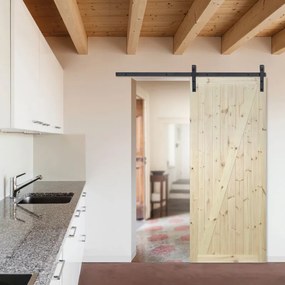 Porta scorrevole reversibile Factory in legno marrone, L 86 x H 215 cm, con binario Factory