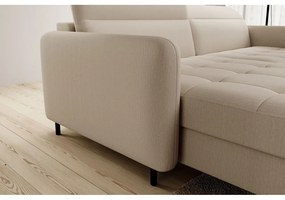 Divano angolare beige allungabile/con contenitore (con penisola a sinistra/con chaise lounge) e rivestimento in velluto Gomsi – ELTAP