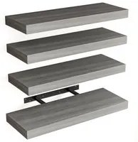 Set 4 Mensole da Parete Grigio in Legno Scaffali a Muro Scaffalatura Multiuso