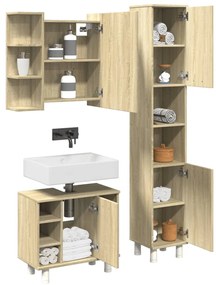Set Mobili Da Bagno 3 Pz Rovere Sonoma İn Legno Multistrato /