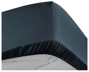 Lenzuolo in percalle di cotone elasticizzato blu scuro 180x200 cm Percaline - douceur d'intérieur