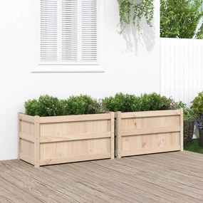 Fioriere Da Giardino 2 Pz İn Legno Massello Di Pino /