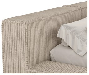 Letto matrimoniale imbottito beige con contenitore e rete inclusi 180x200 cm Voliera – Maison de Rêve
