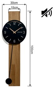 Orologio in legno con pendolo NATURALE - nero